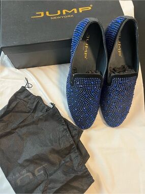 Jump Blue Crystal-Embellished Slip-On Loafers